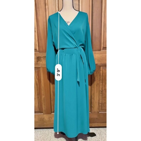 Torrid Blue Dress Women's Size 4 4X Tea Length Studio Crepe de Chine Surplice - Picture 7 of 12